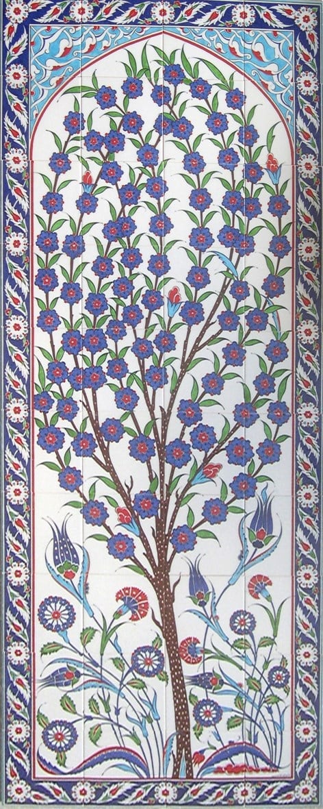 Armada Çini 80x200 Cm ED 641 Hayat Ağacı El dekoru Çini Pano