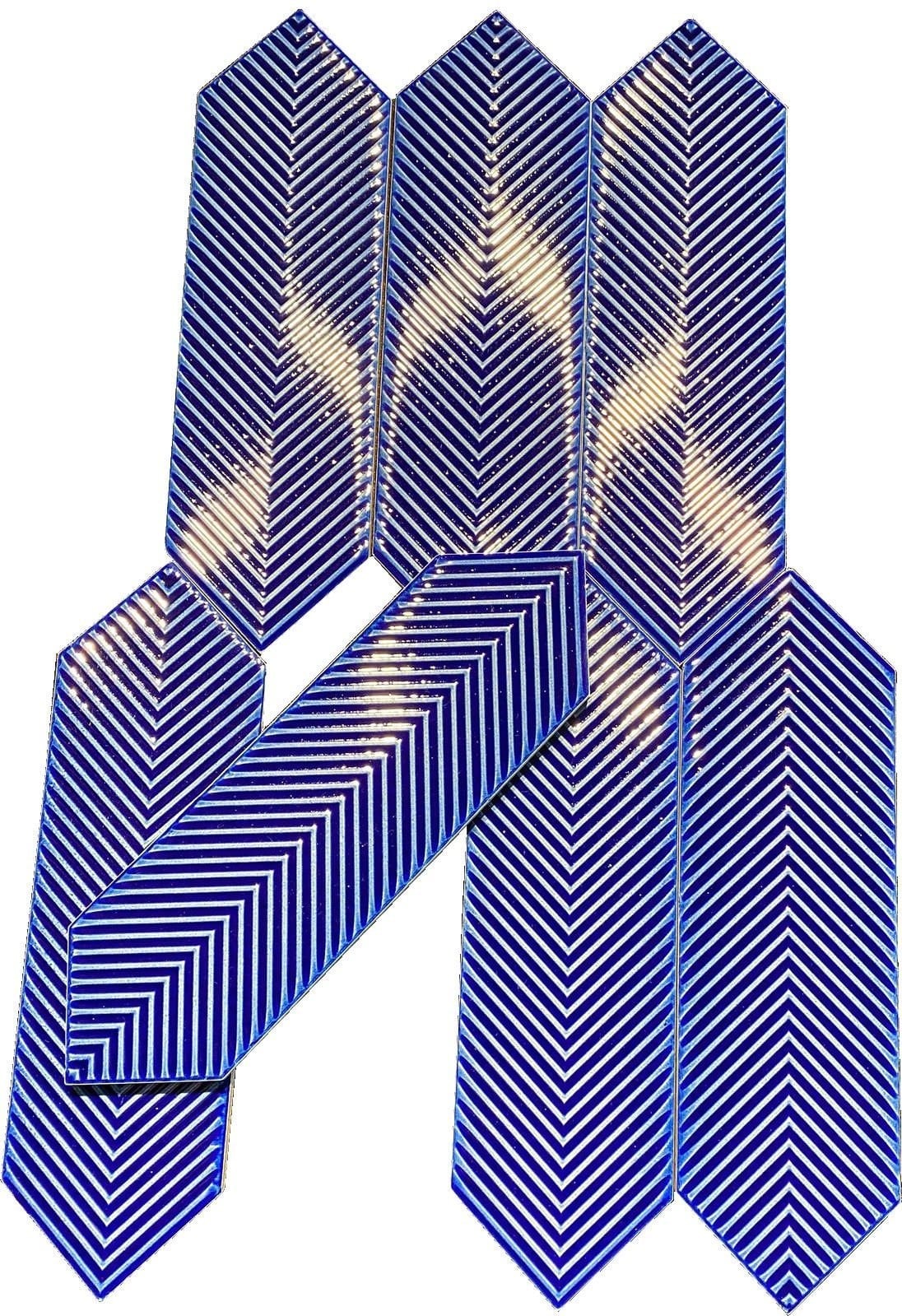 Armada Çini 9X30  Bella Çizgili Kobalt Çini Seramik