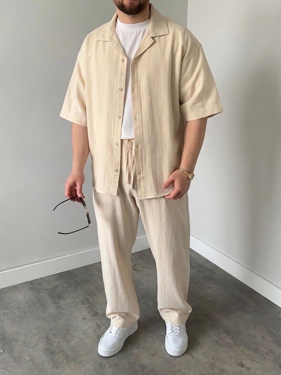 Keten Bej Oversize Takım