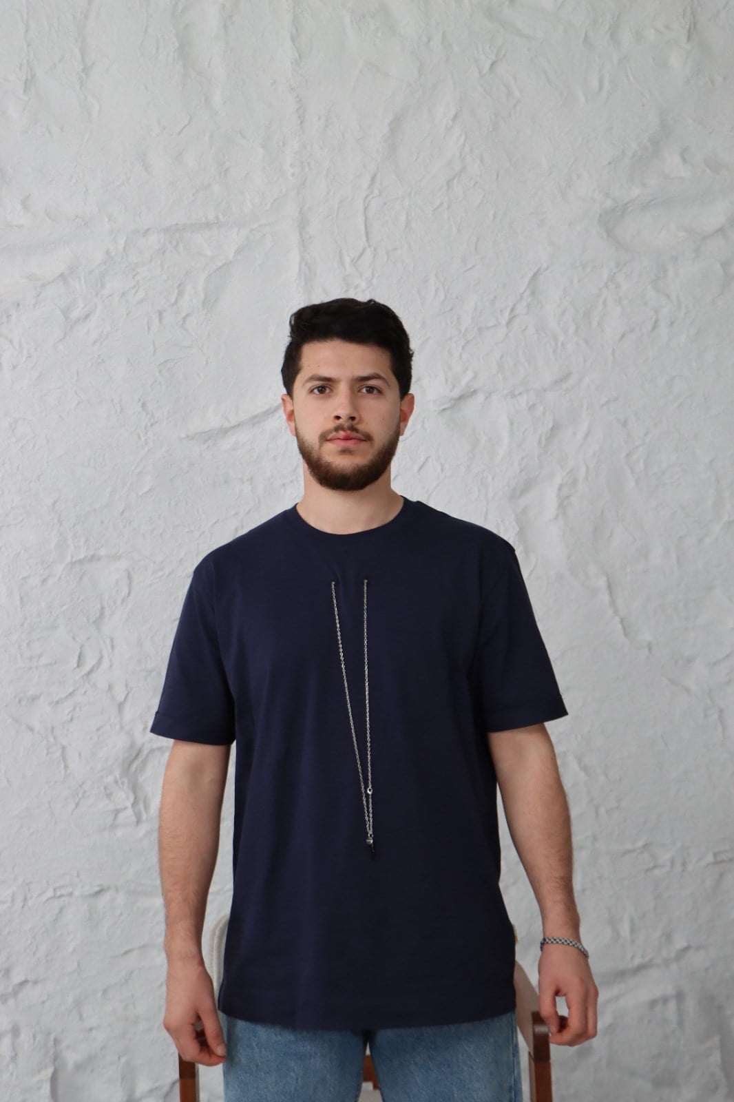 Kolyeli T-shirt Lacivert