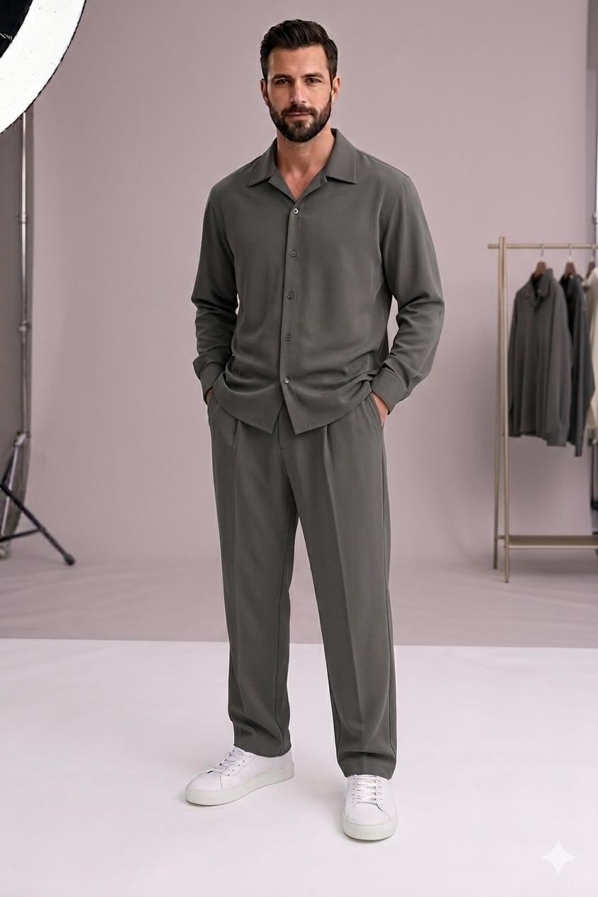 Zara Kumaş Haki Oversize Takım