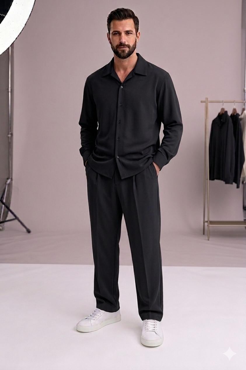 Zara Kumaş Siyah Oversize Takım