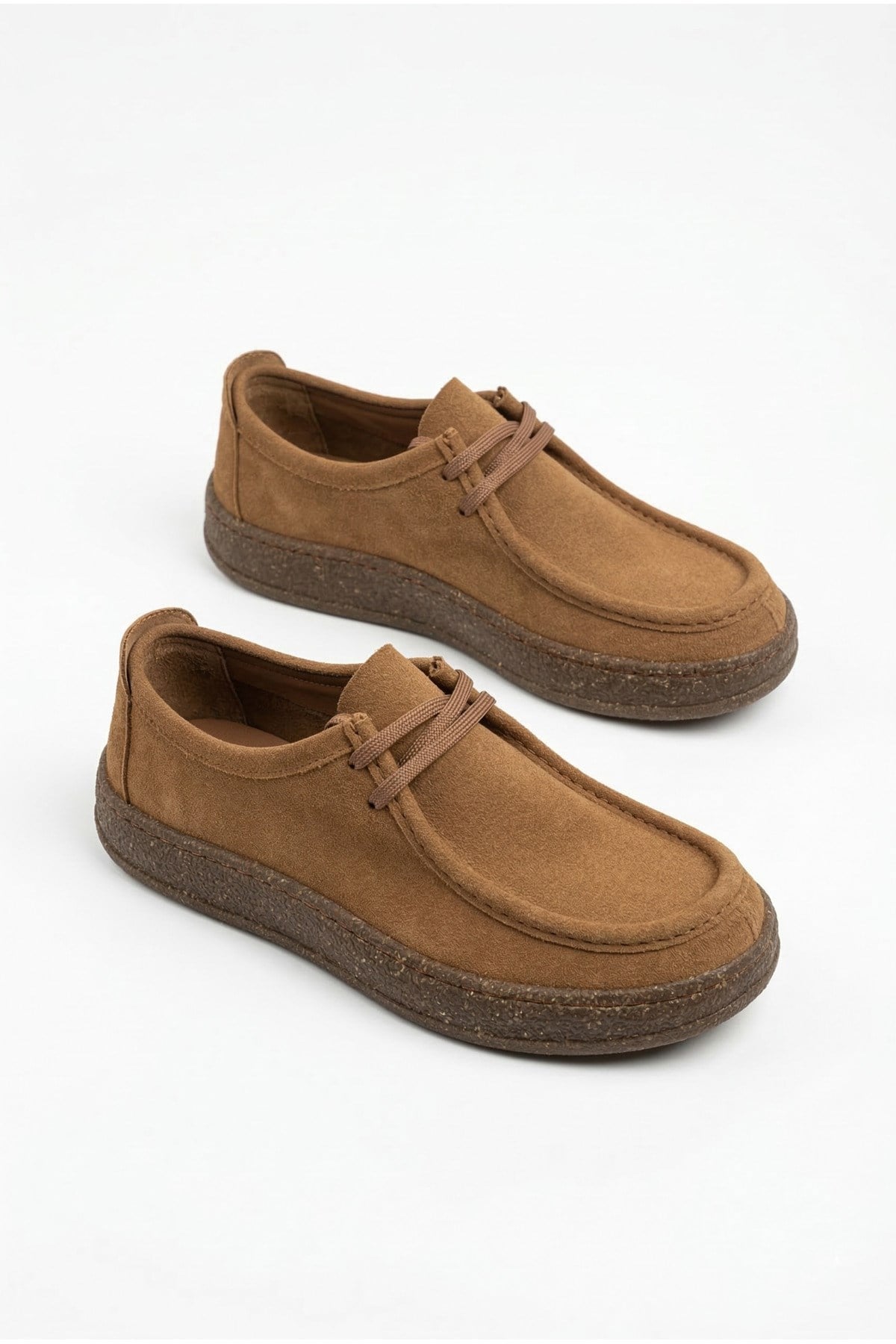 Kadın Süet Bağcıklı Kalın Tabanlı Günlük Rahat Bohem Makosen Casual Ayakkabı