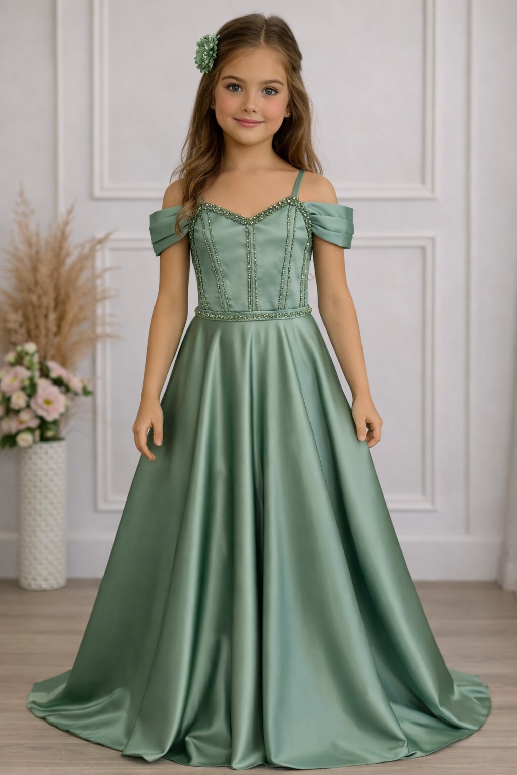 Saten Taşlı Abiye
