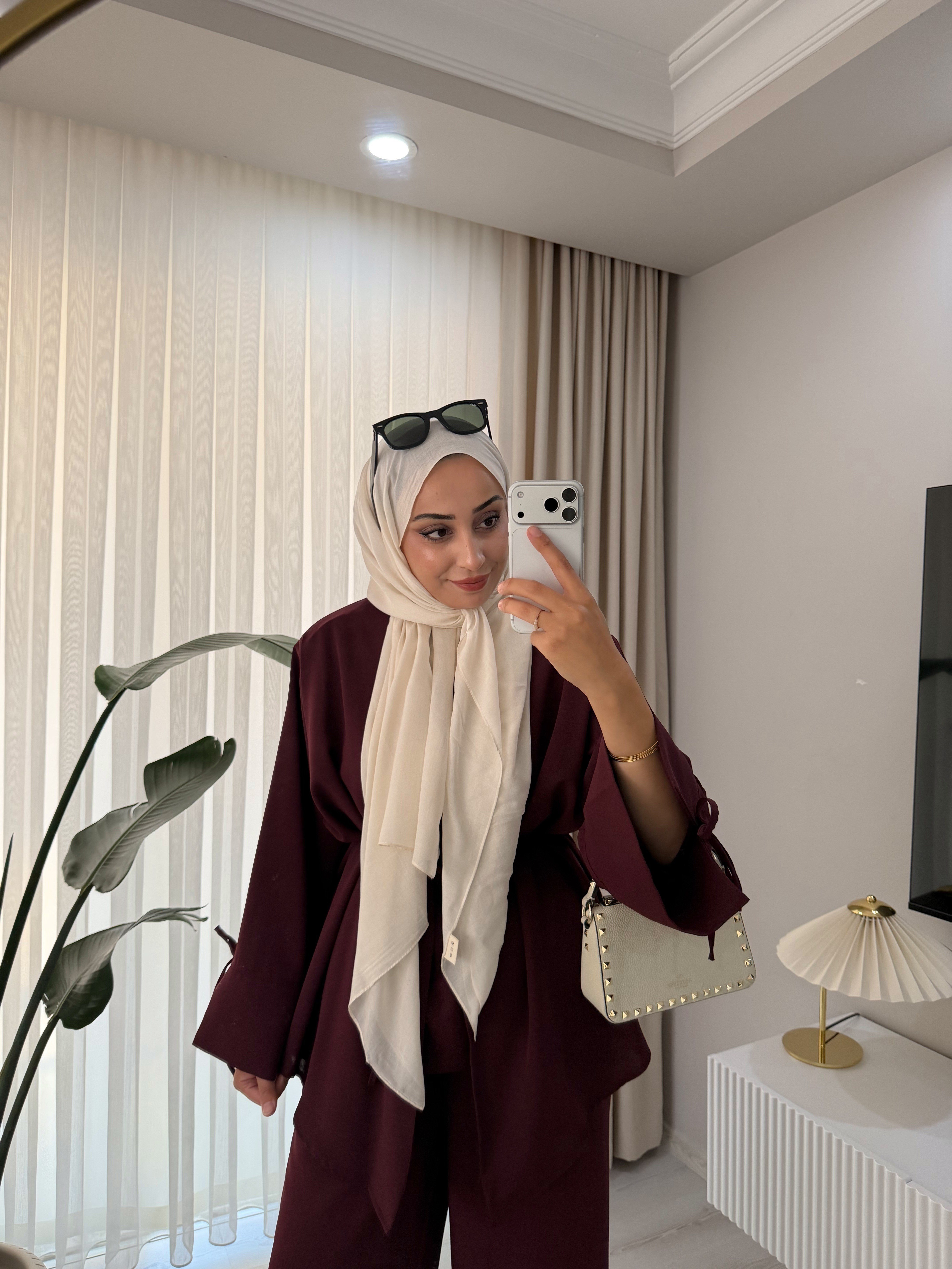 3'Lü kimono Takım Mürdüm
