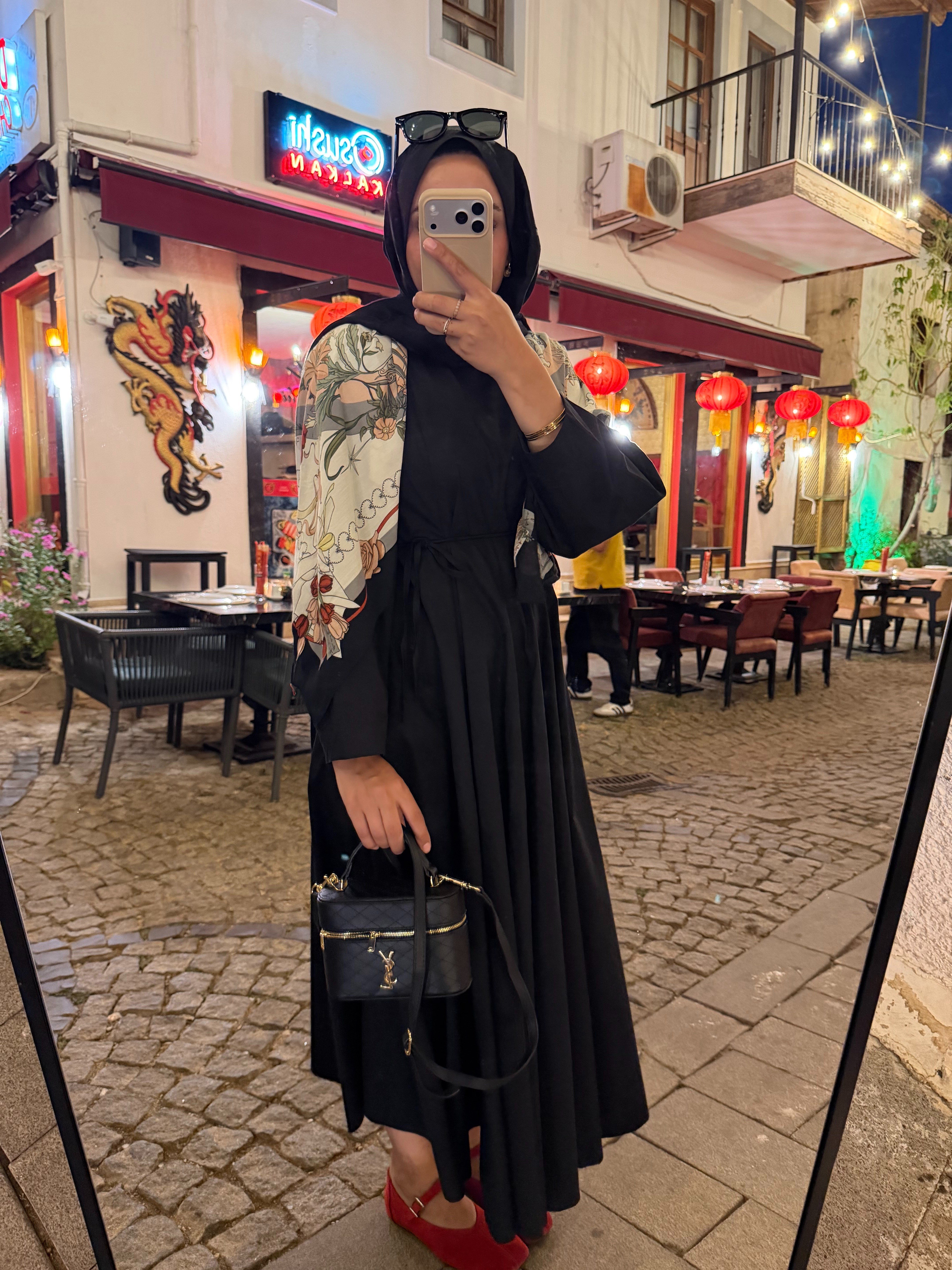 BELDEN OTURTMALI KUŞAKLI POPLİN ELBİSE KIRMIZI