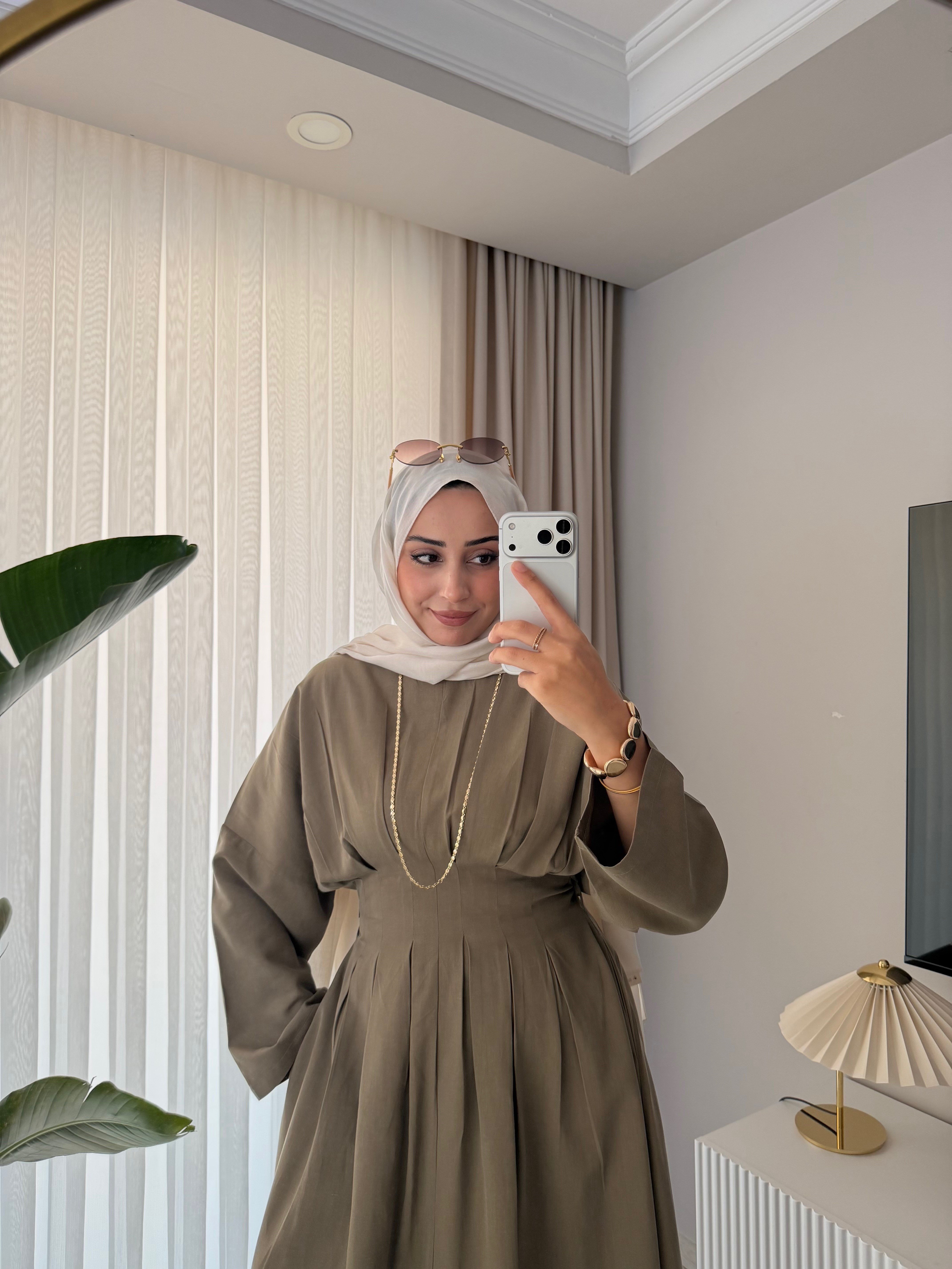 Beli Korse Detaylı Elbise Yeşil