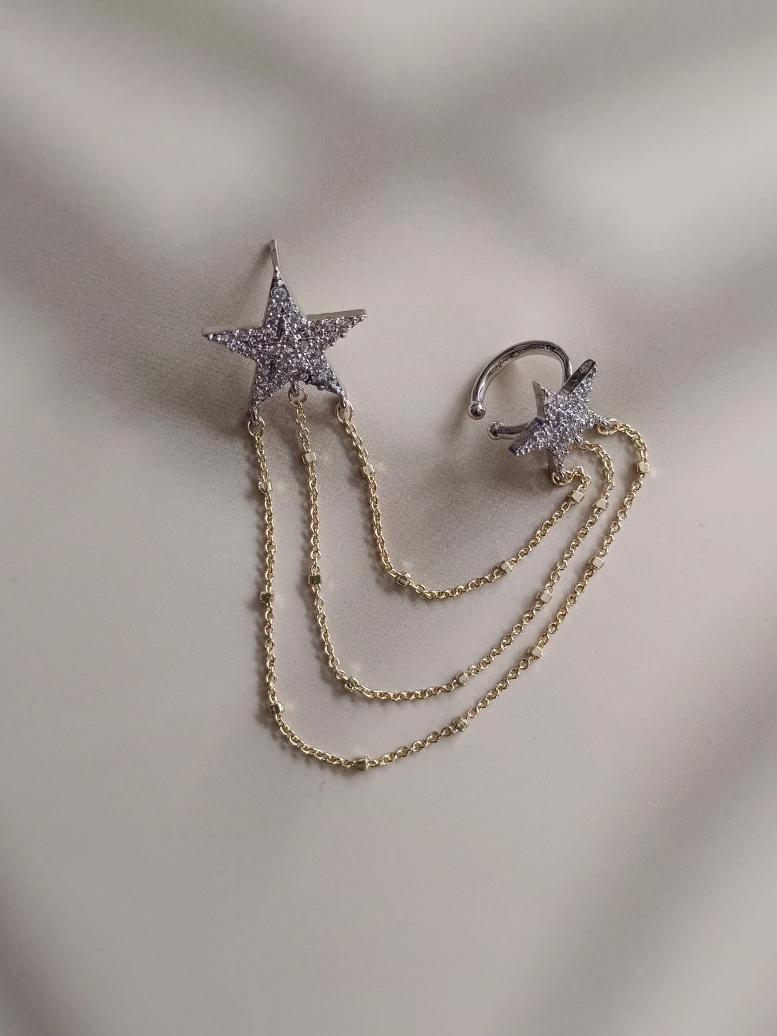Yıldız Earcufflı Tek Küpe