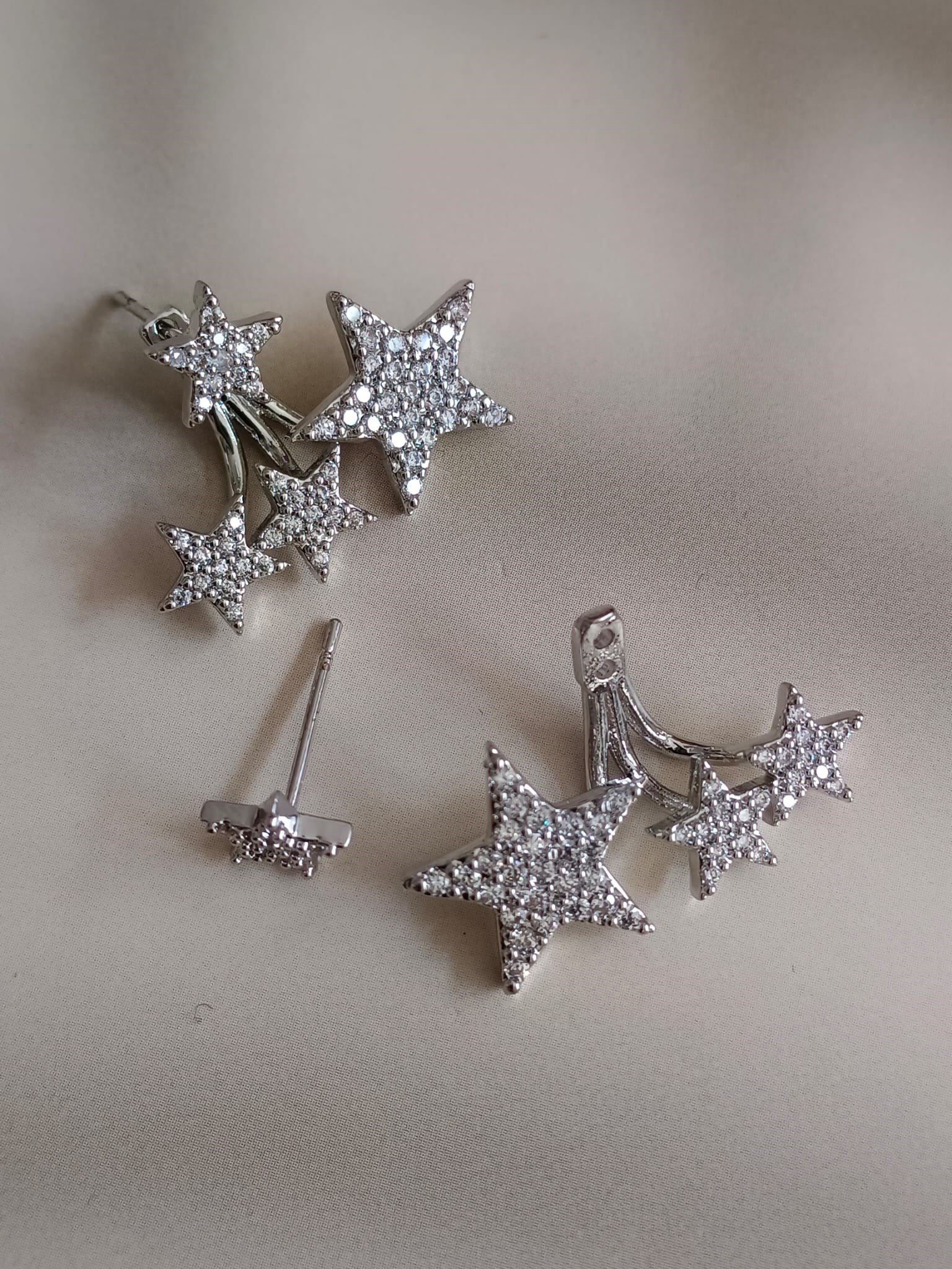 Zirkon Taşlı Yıldız Küpe Silver