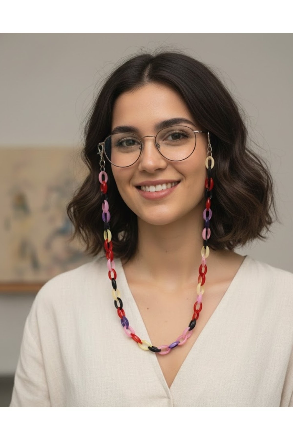 Renkli Kemik Gözlük İpi