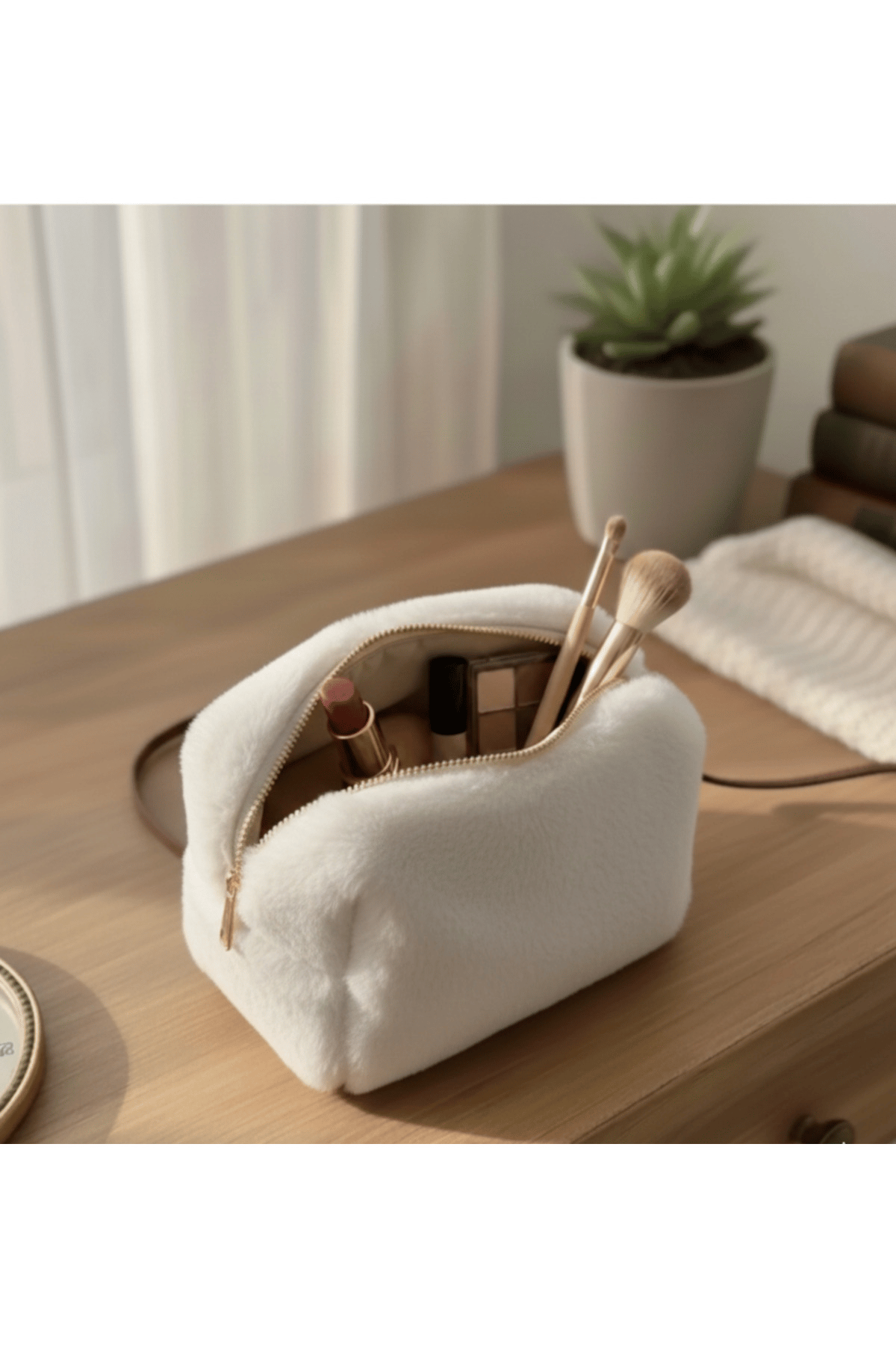 Teddy Peluş Fermuarlı Çok Amaçlı Çanta