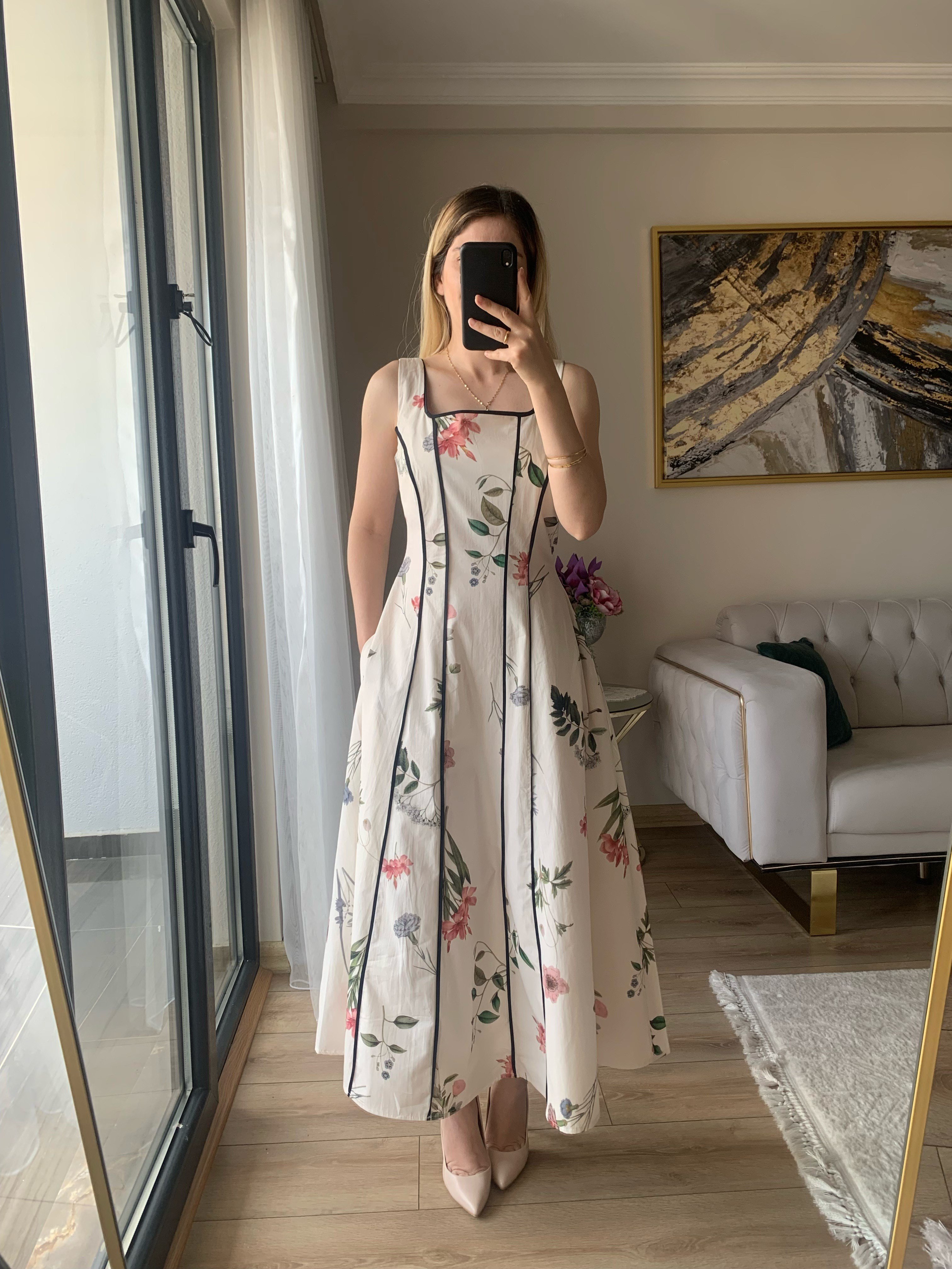 Floral Biyeli Elbise