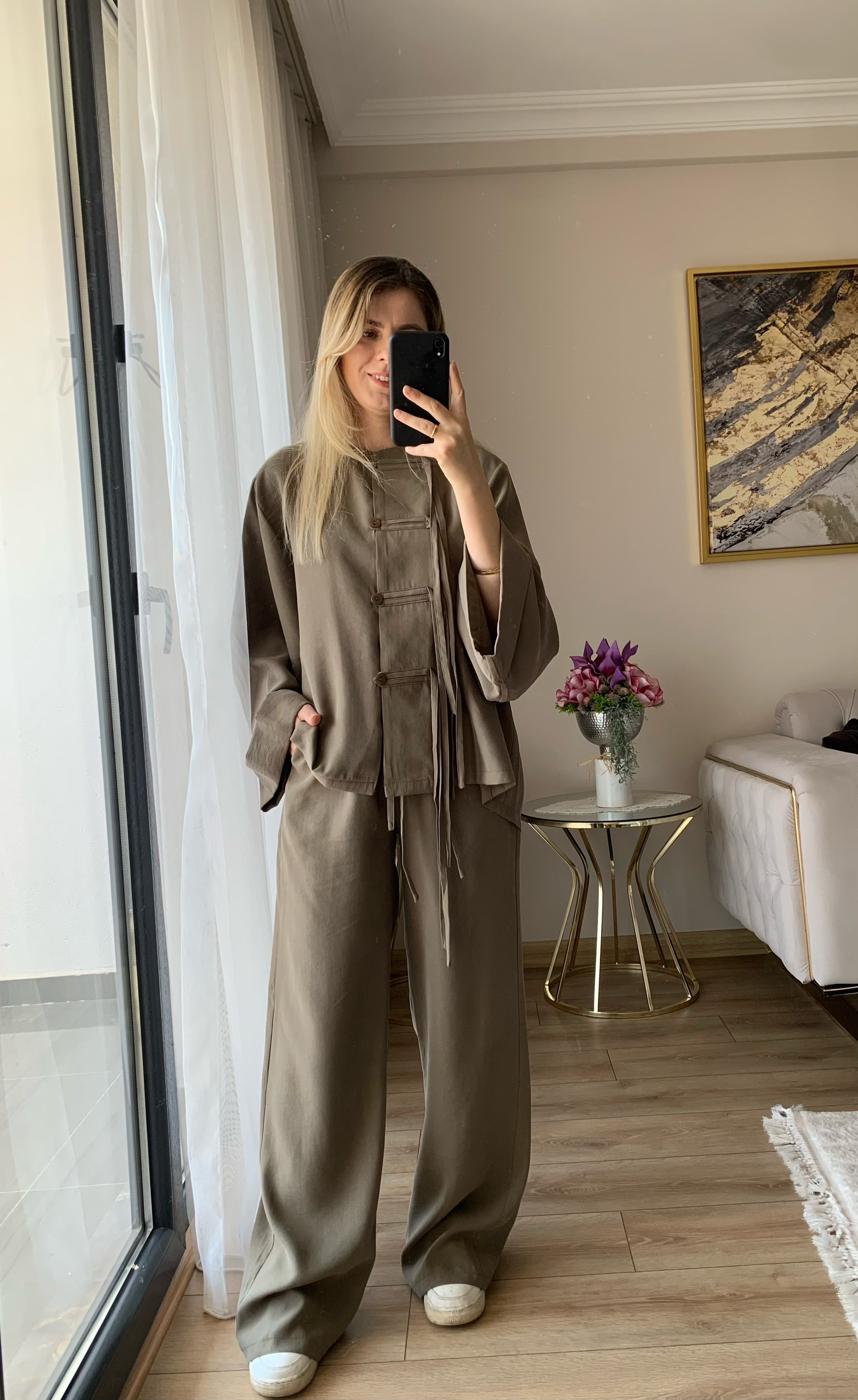 Haki Püsküllü Modal Takım