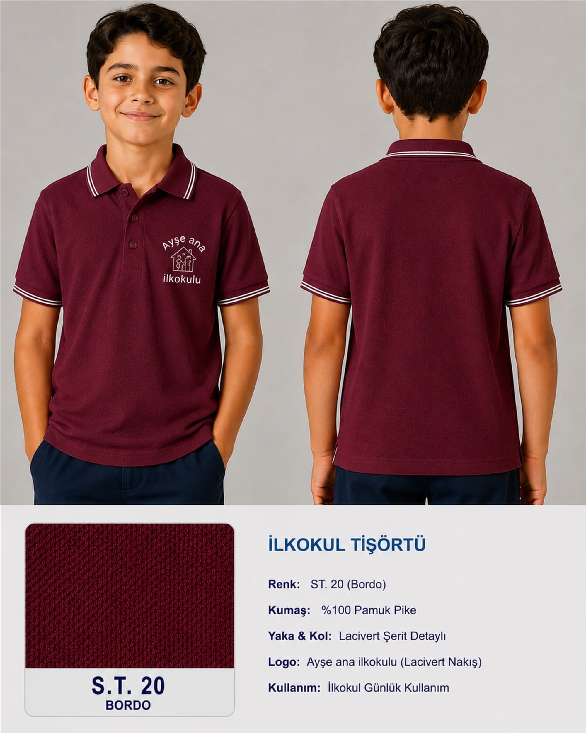 OKUL POLO YAKA KISA KOL