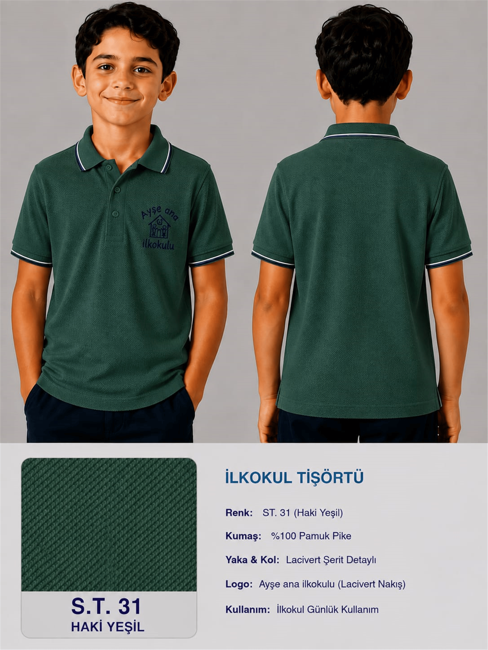 OKUL POLO YAKA KISA KOL