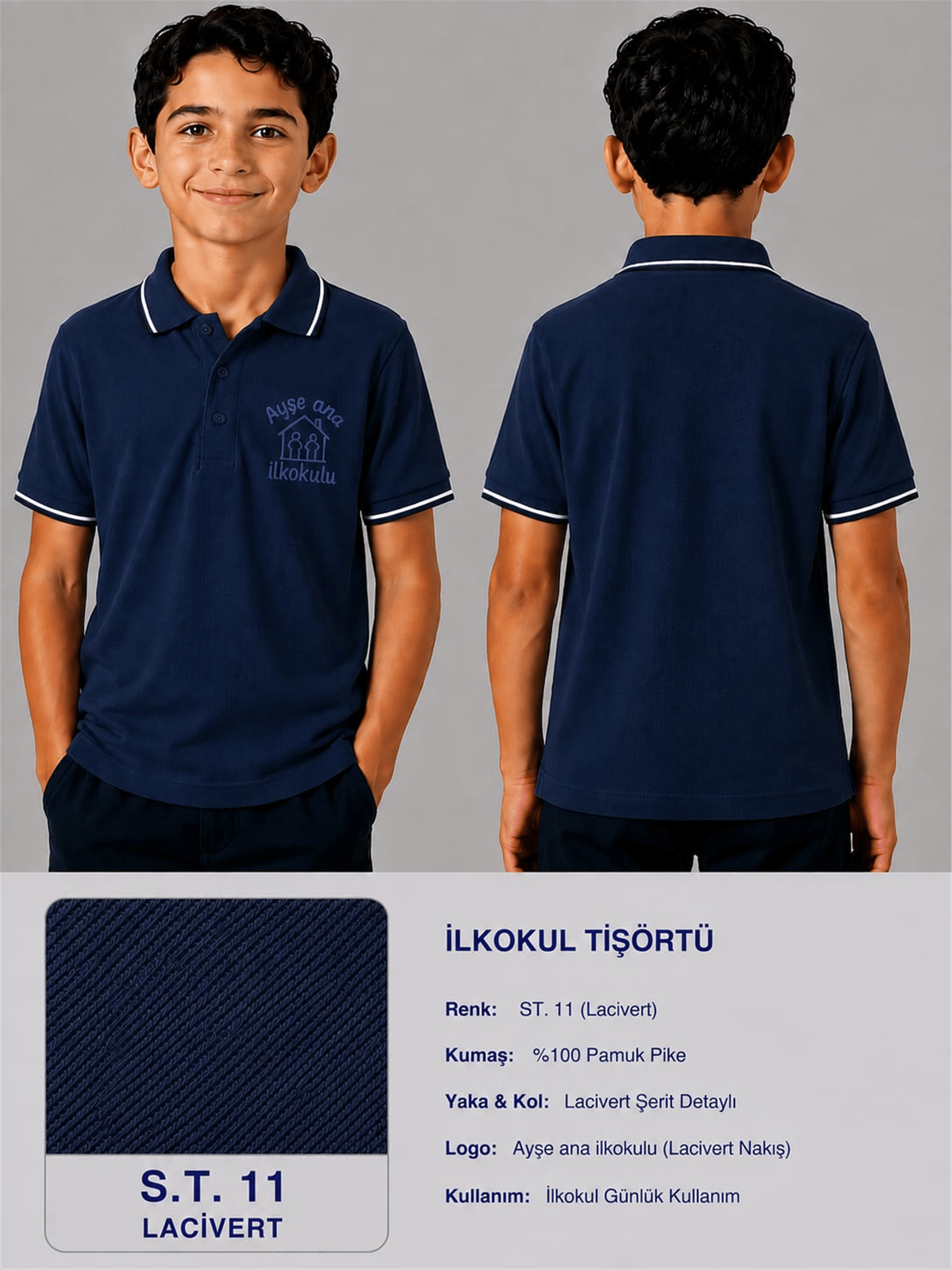 OKUL POLO YAKA KISA KOL