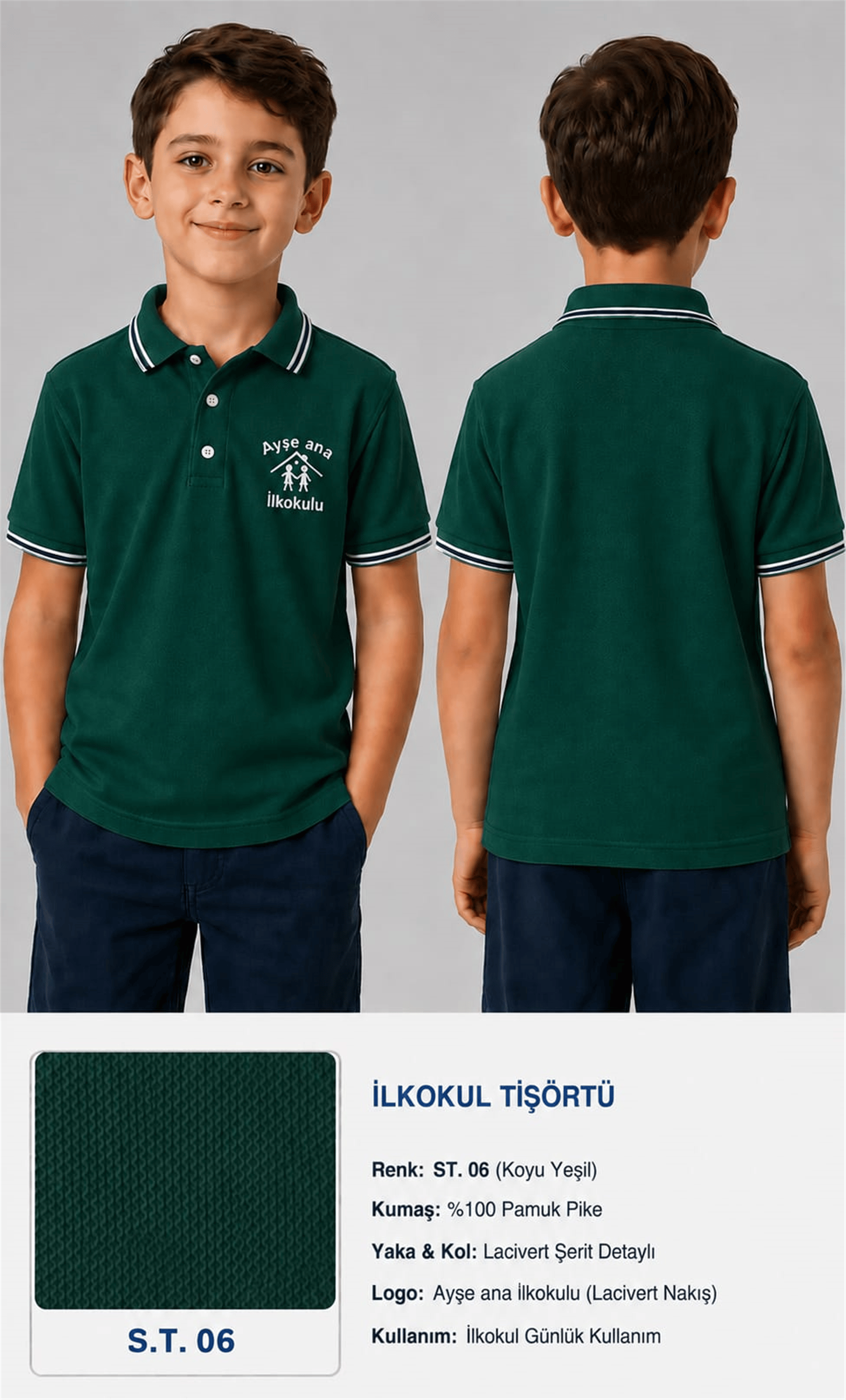 OKUL POLO YAKA KISA KOL