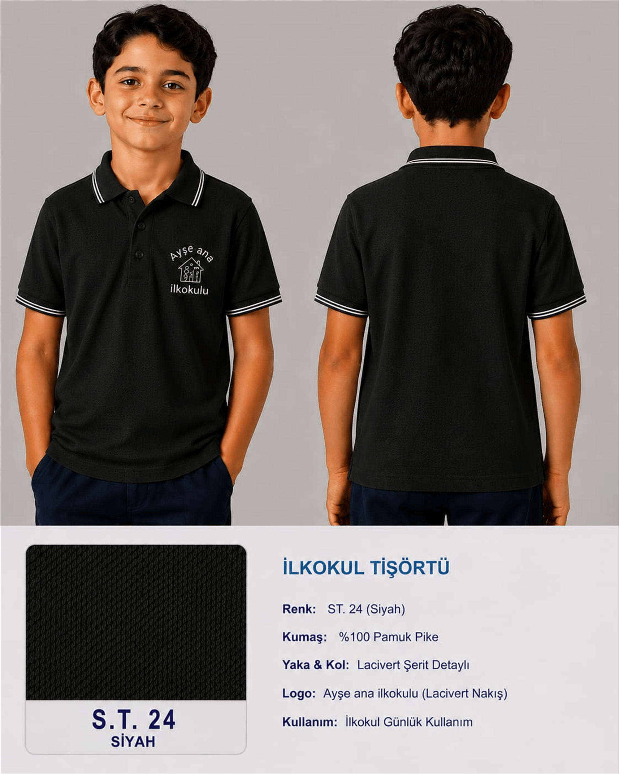 OKUL POLO YAKA KISA KOL