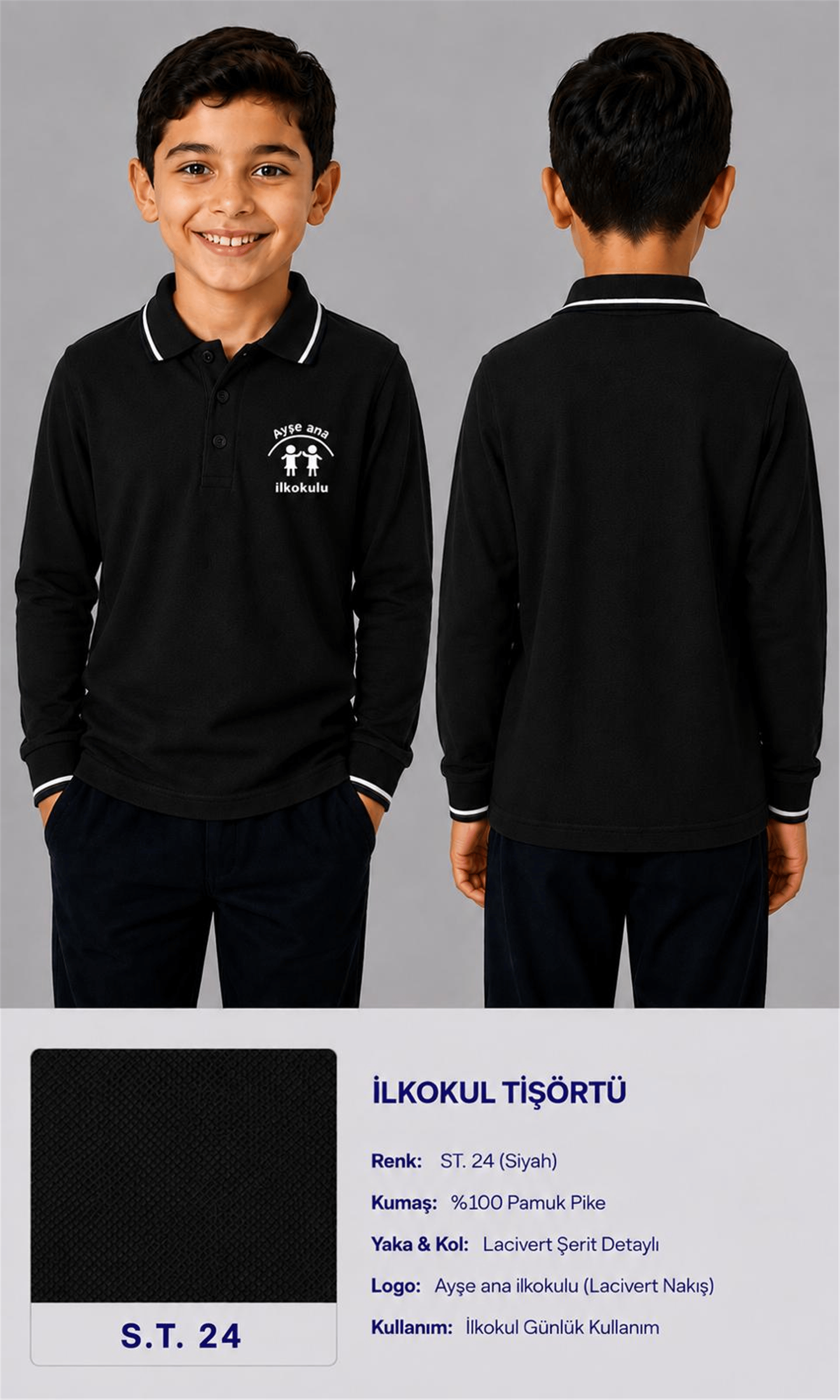 OKUL POLO YAKA UZUN KOL