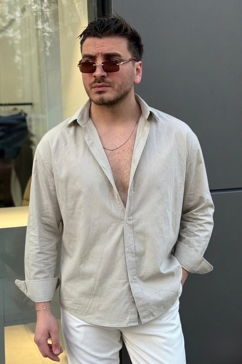 Basic Oversize Gömlek Gri