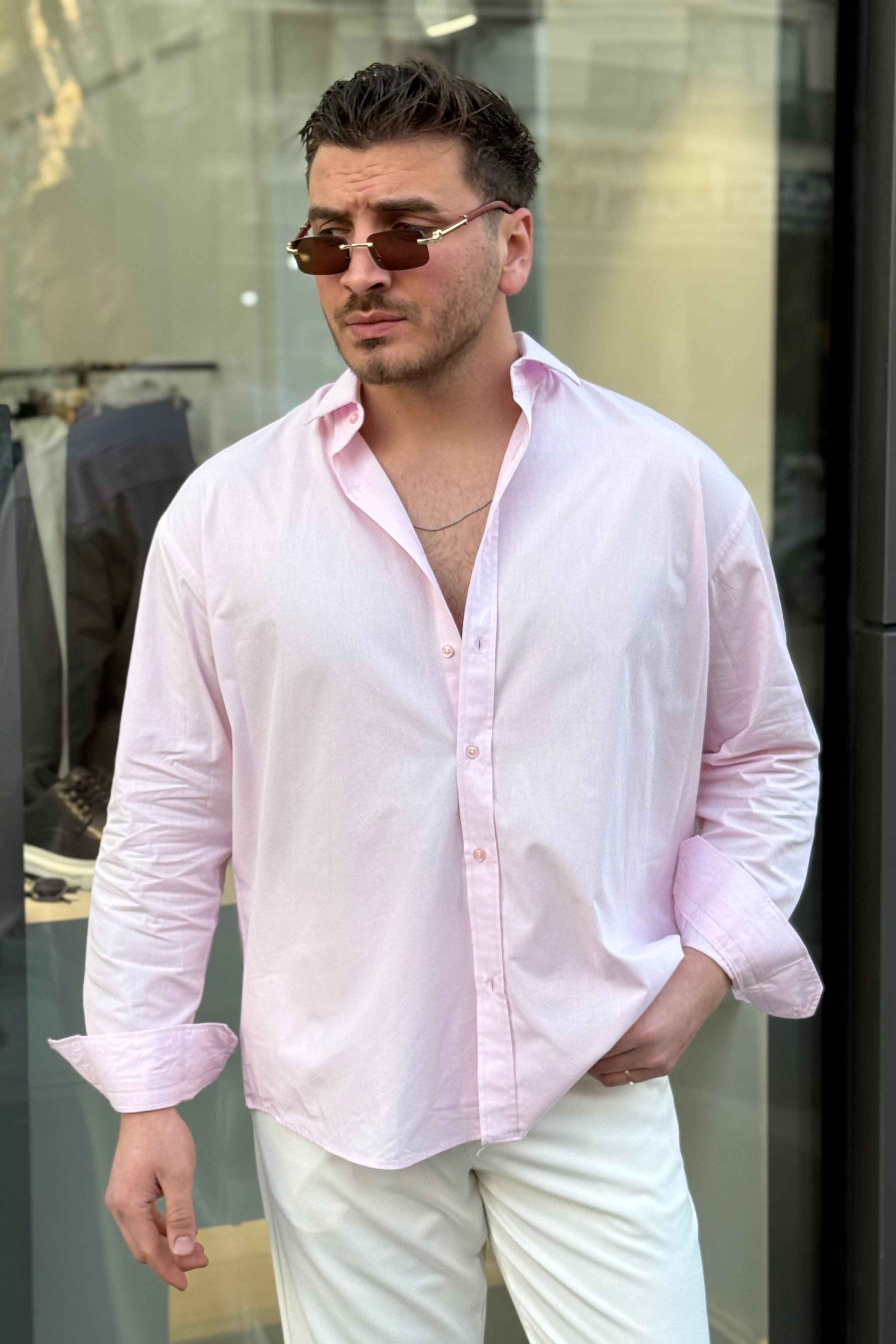 Basic Oversize Gömlek Pembe