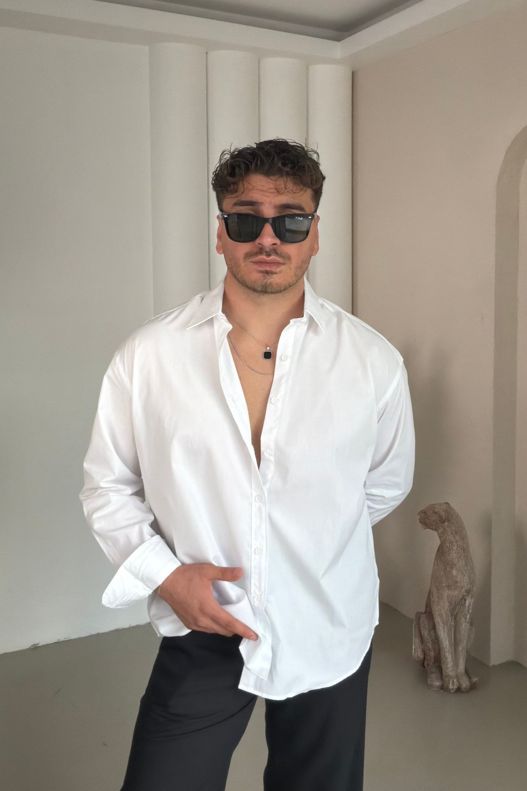 Poplin Klasik Oversize Gömlek Beyaz