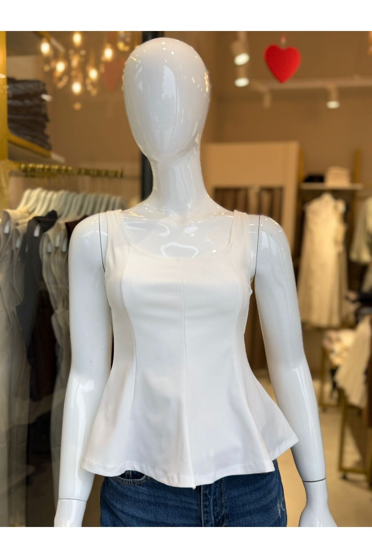 Kadın Askılı Peplum Bluz Volanlı Bel Oturtmalı Şık Yazlık Bluz