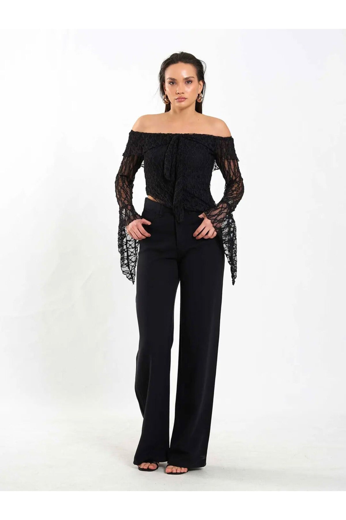Tencel Kumaş Yüksek Bel Düz Paça Kadın Pantolon – Rahat Kesim Günlük Pantolon 031659