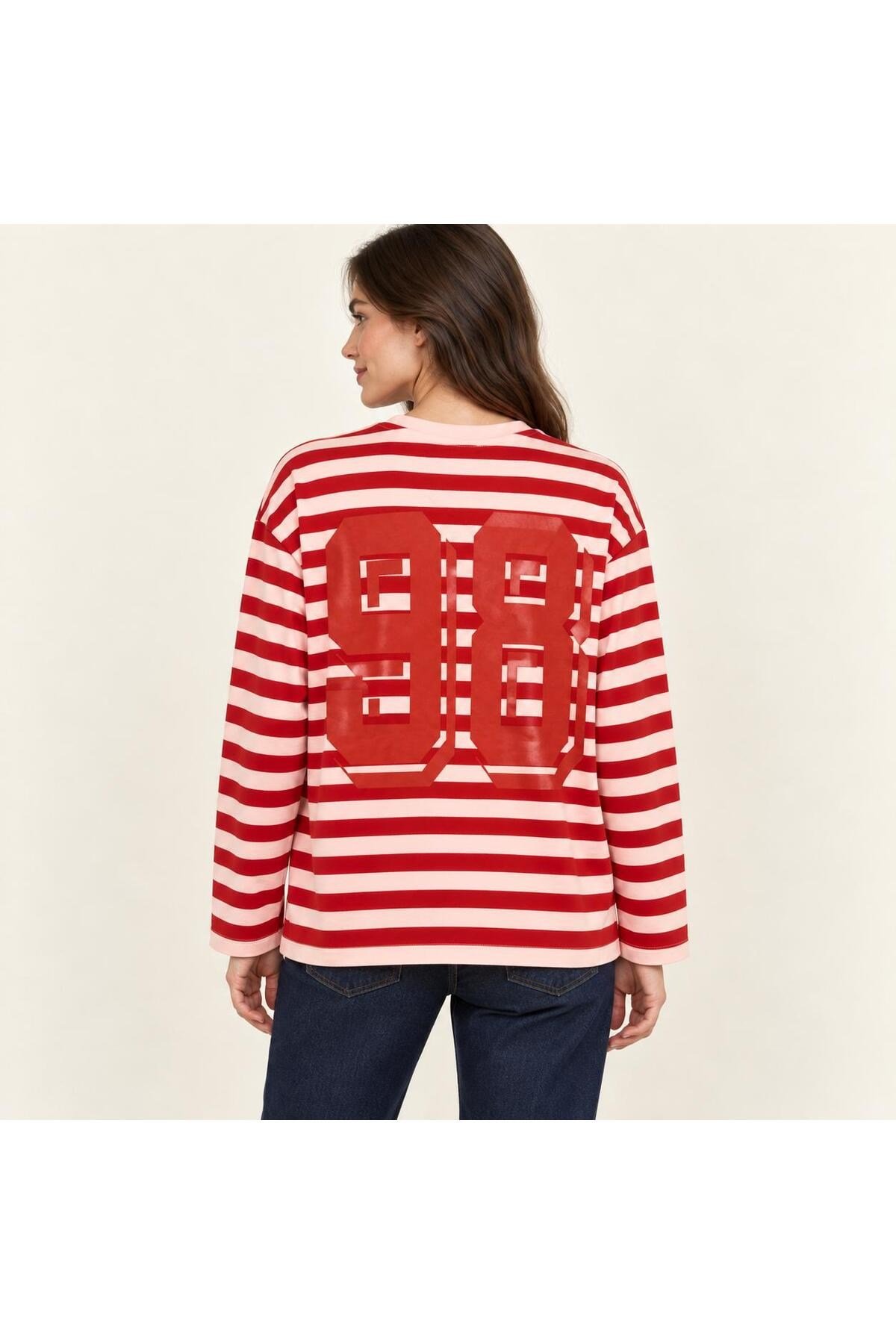 Wıid Baskılı Çizgili Sweatshirt