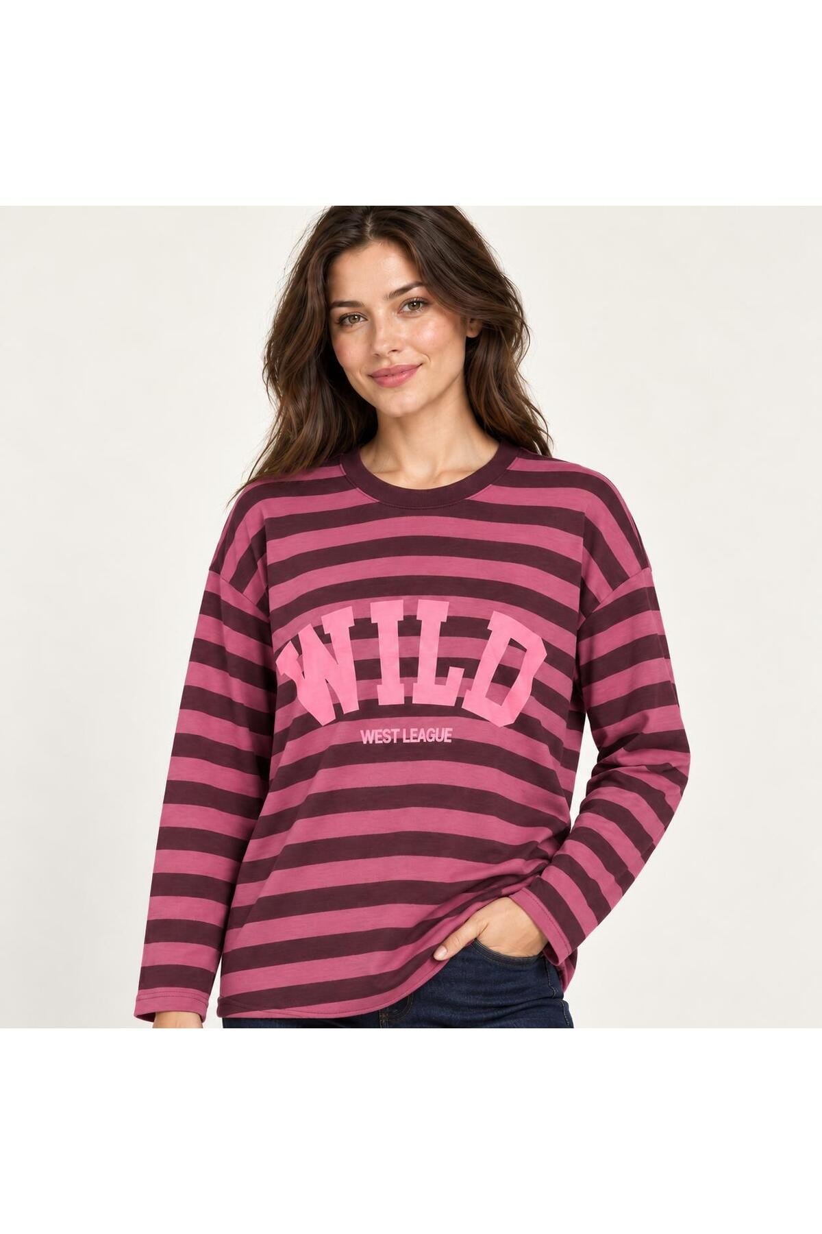 Wıid Baskılı Çizgili Sweatshirt