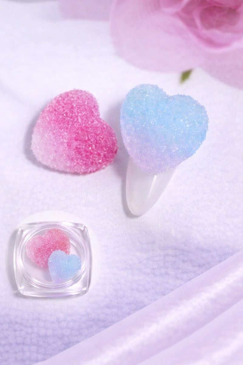 Candy Glow 3D Sugar Heart Nail Charm – Duo Pink Aurora No:18