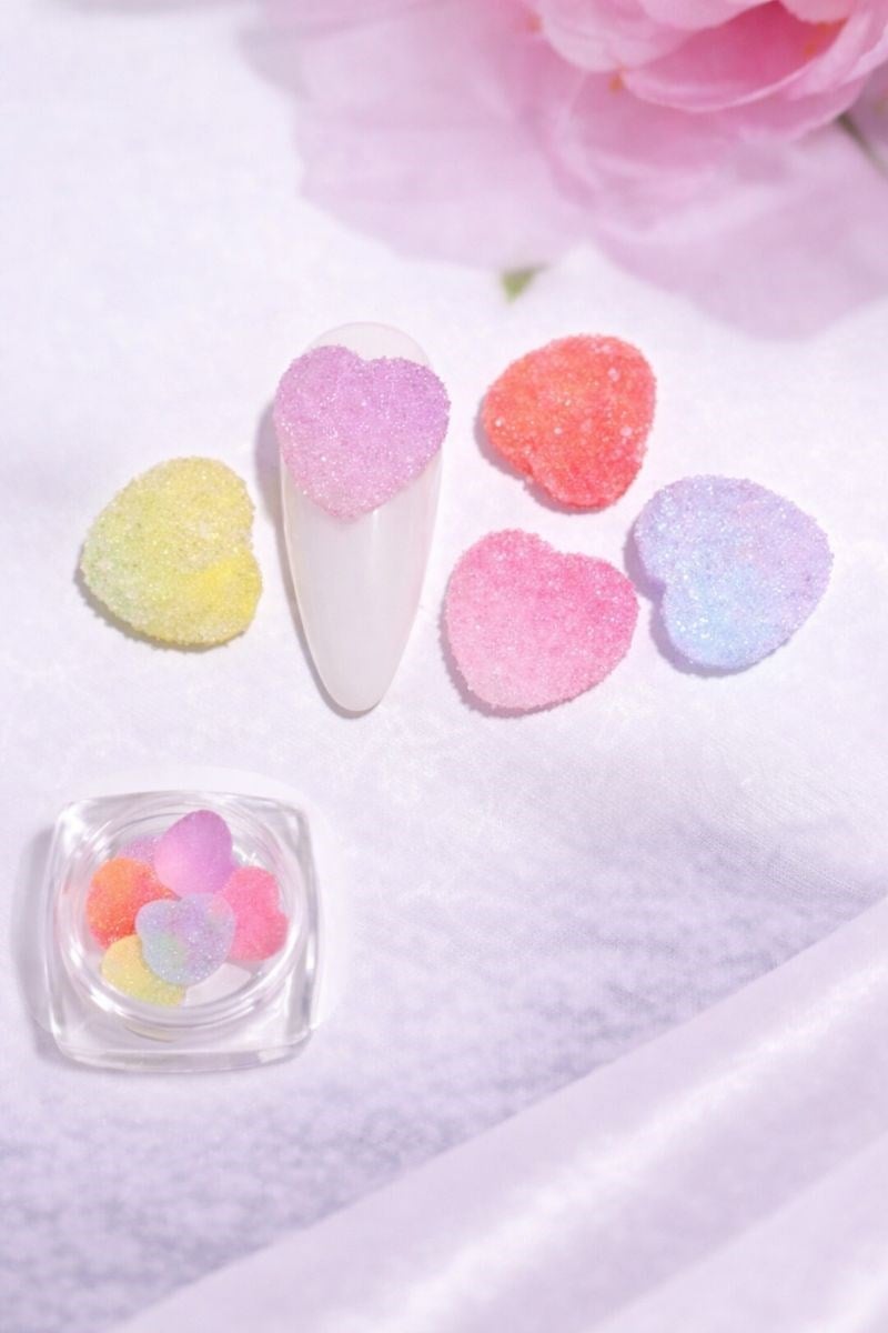 Candy Glow 3D Sugar Heart Nail Charm – Pastel Mix No:09