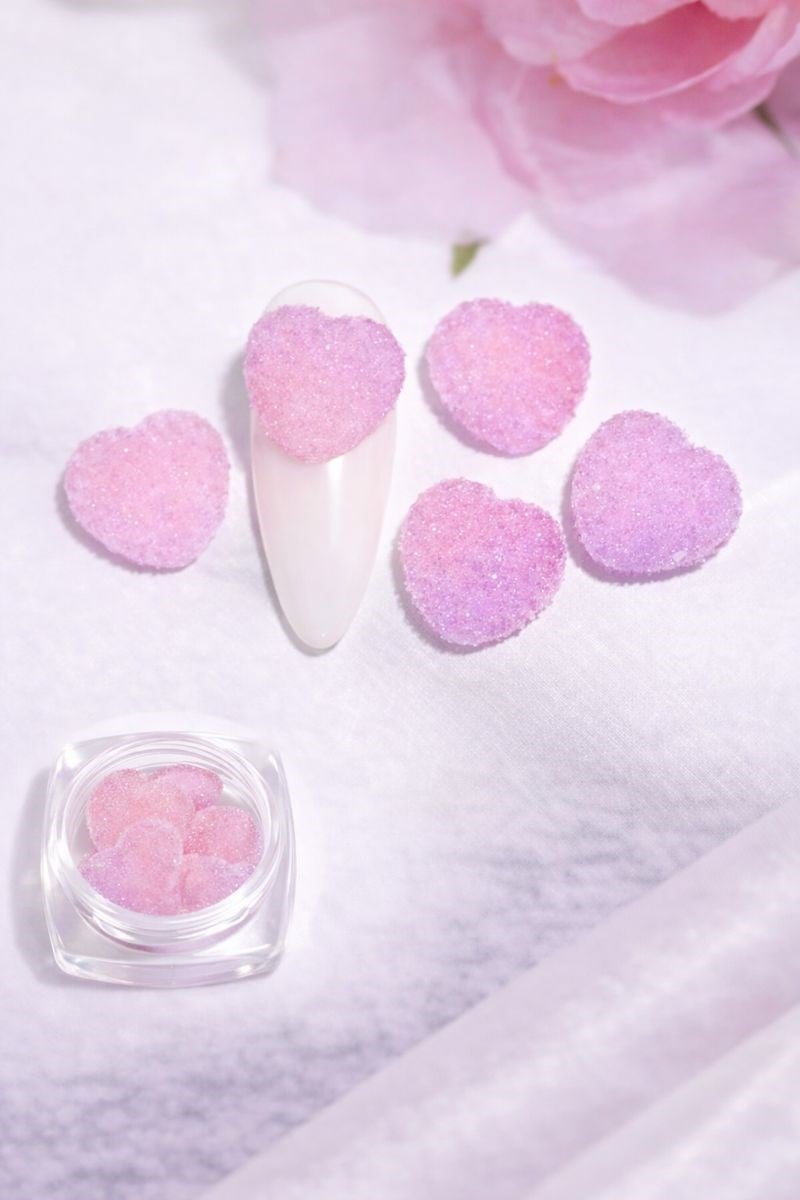 Candy Glow 3D Sugar Heart Nail Charm – Pink Lilac No:07