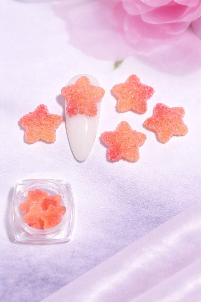 Candy Glow 3D Sugar Star Nail Charm – Peach Coral No:11