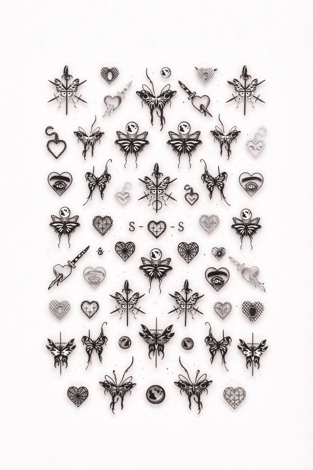 Dark Butterfly Gothic Nail Art Sticker – SW-CS063