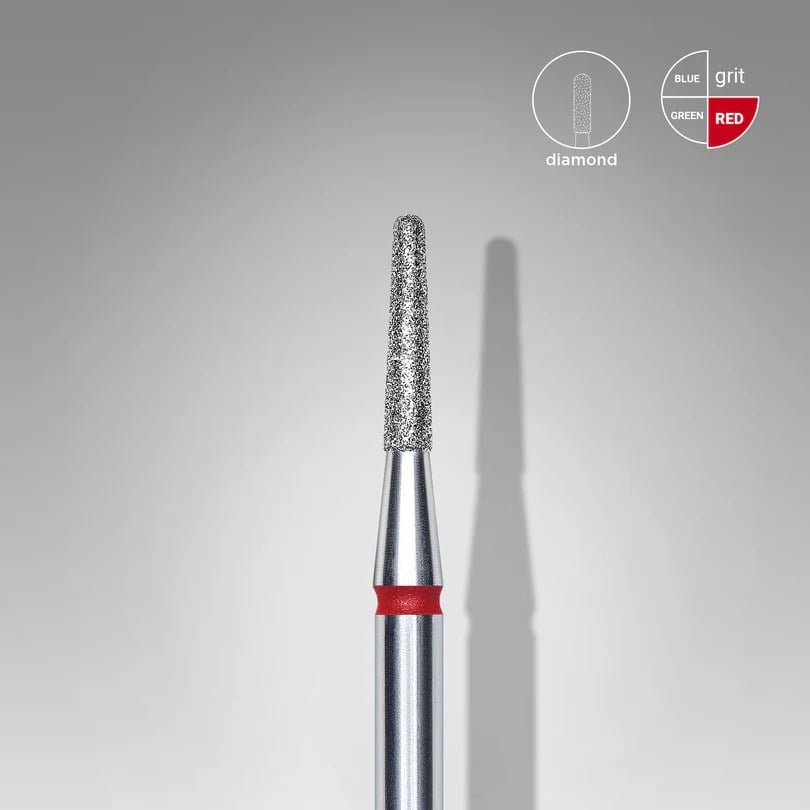Elmas Kesik Koni Freze, Kırmızı, Çap 1,8 mm, Çalışma Kısmı 8 mm