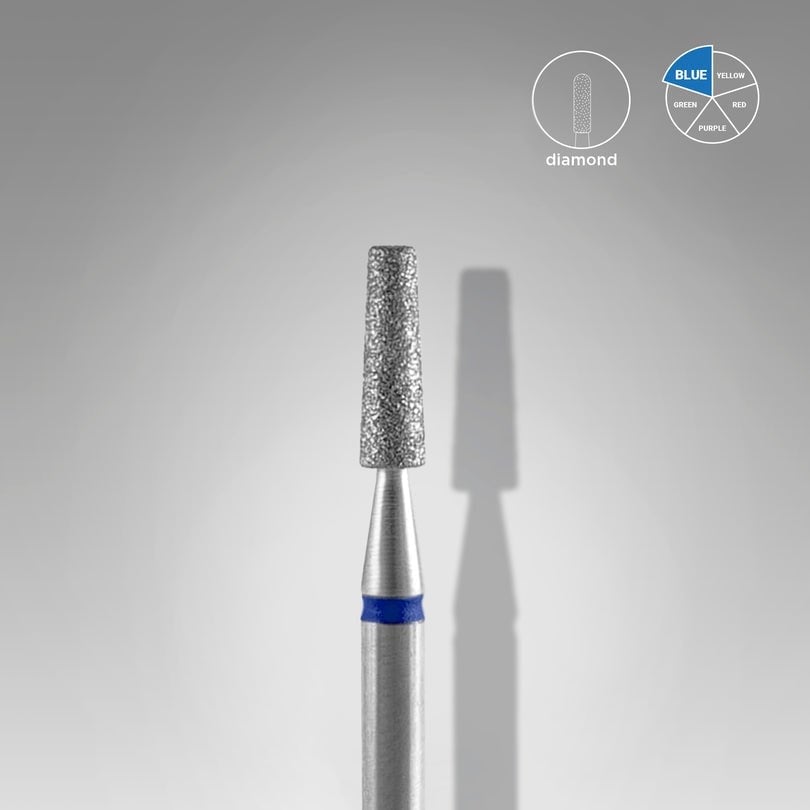 Elmas Kesik Koni Freze, Mavi, Çap 2,5 mm, Çalışma Kısmı 8 mm