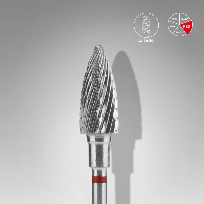EXPERT sert alaşım kozalak freze,kırmızı, çap 6 mm / çalışma kısmı 14 mm