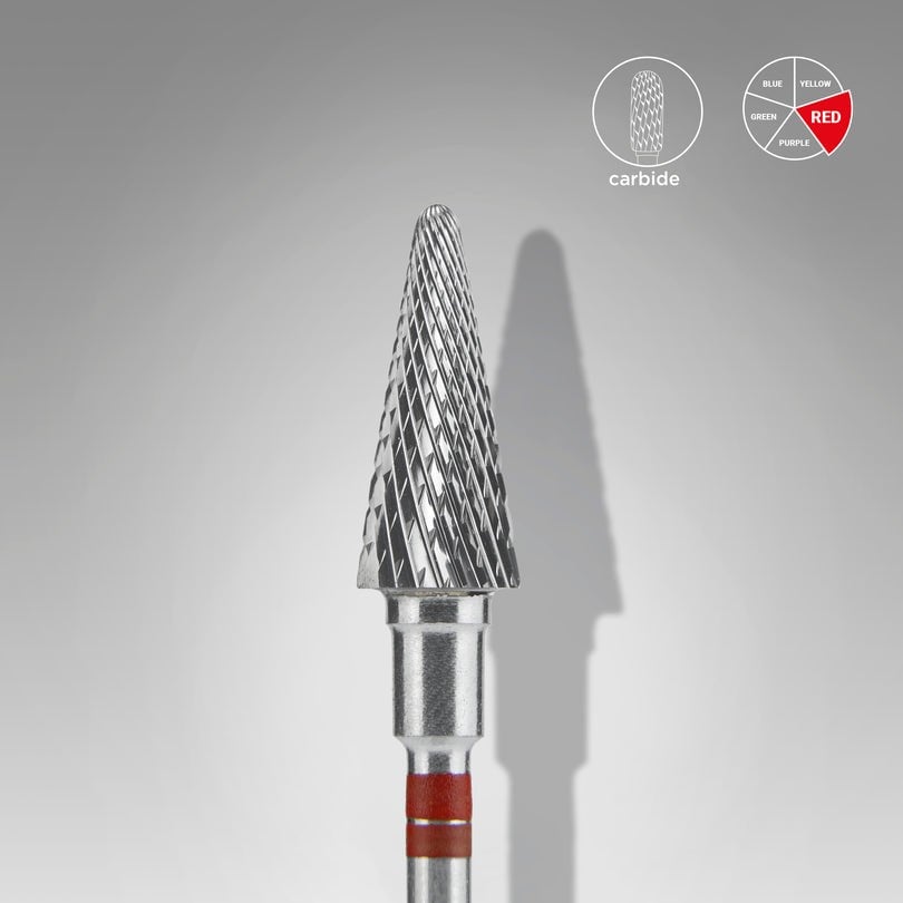 EXPERT solaklar için sert alaşım konik freze, kırmızı ,çap 6 mm / çalışma kısmı 14 mm