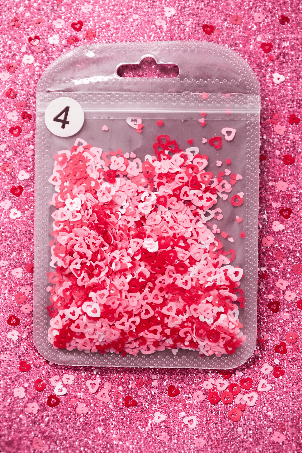 Hollow Heart Confetti Nail Art Dekor – Pink & Red Mix No:04