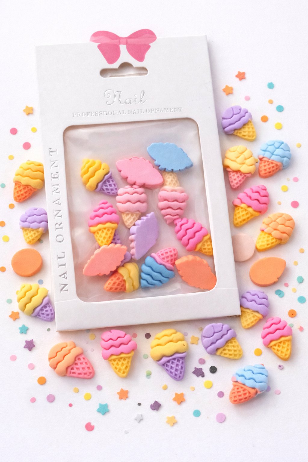 Kawaii Ice Cream 3D Nail Charm Set – Pastel Color Mix