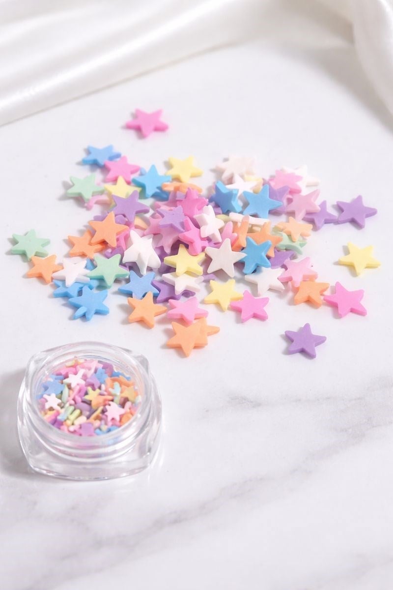 Kawaii Pastel Yıldız Nail Charm 3D Tırnak Süsü Karışık Renk No:01