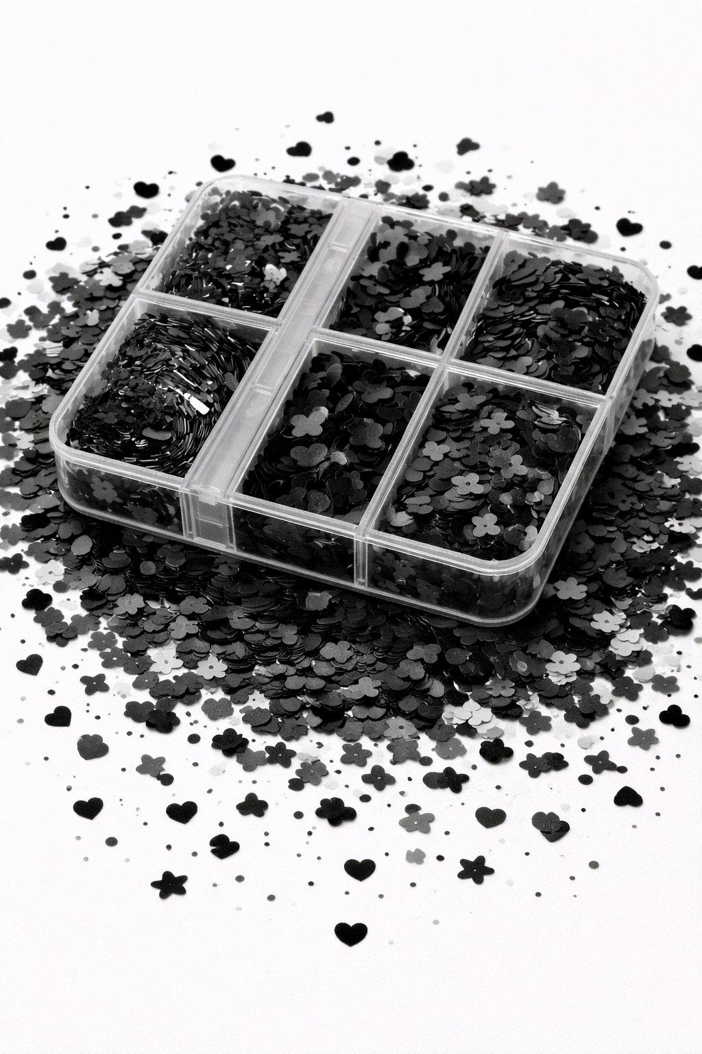 Midnight Black Clover Nail Glitter Box