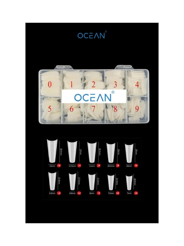 Ocean Yarım Ay Tips , Protez Tırnak Kemik Rengi Özel Kutulu 500'lü Tips ASU57