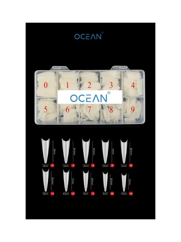 Ocean Yarım Ay Tips , Protez Tırnak Kemik Rengi Özel Kutulu 500'lü Tips ASU58