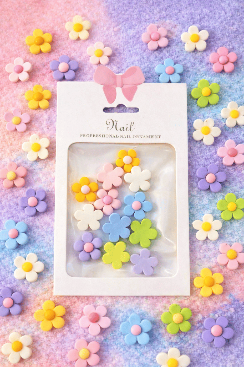 Pastel Daisy Flower 3D Nail Charm Set – Color Mix
