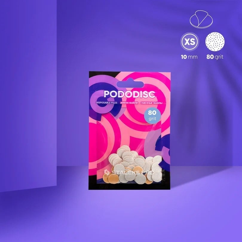 PODODISC STALEKS PRO XS Pedikür Disk İçin Yedek Beyaz Törpüler, 80 Grit (50 Adet)