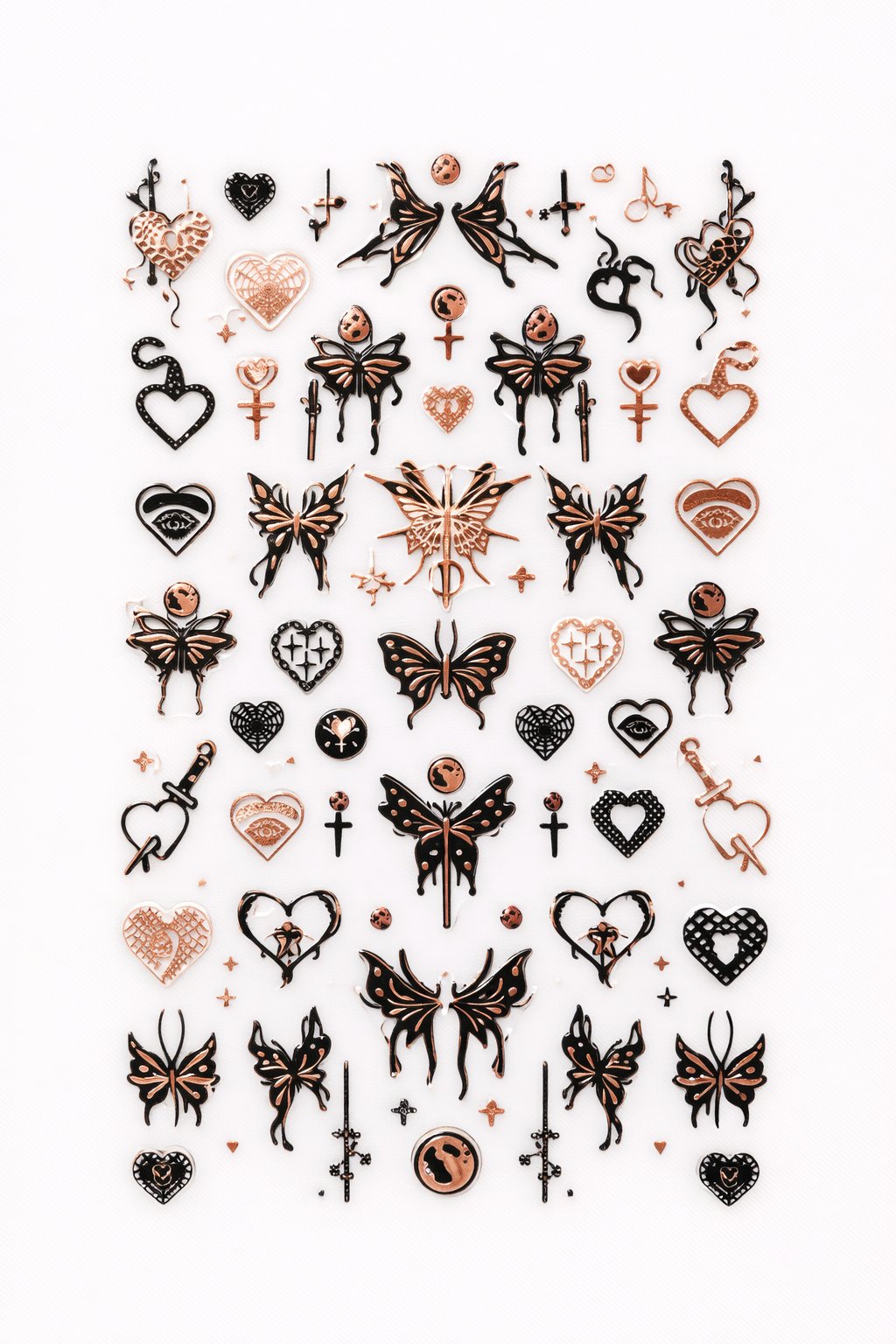 Rose Gold Gothic Butterfly Nail Art Sticker – SW-CS063
