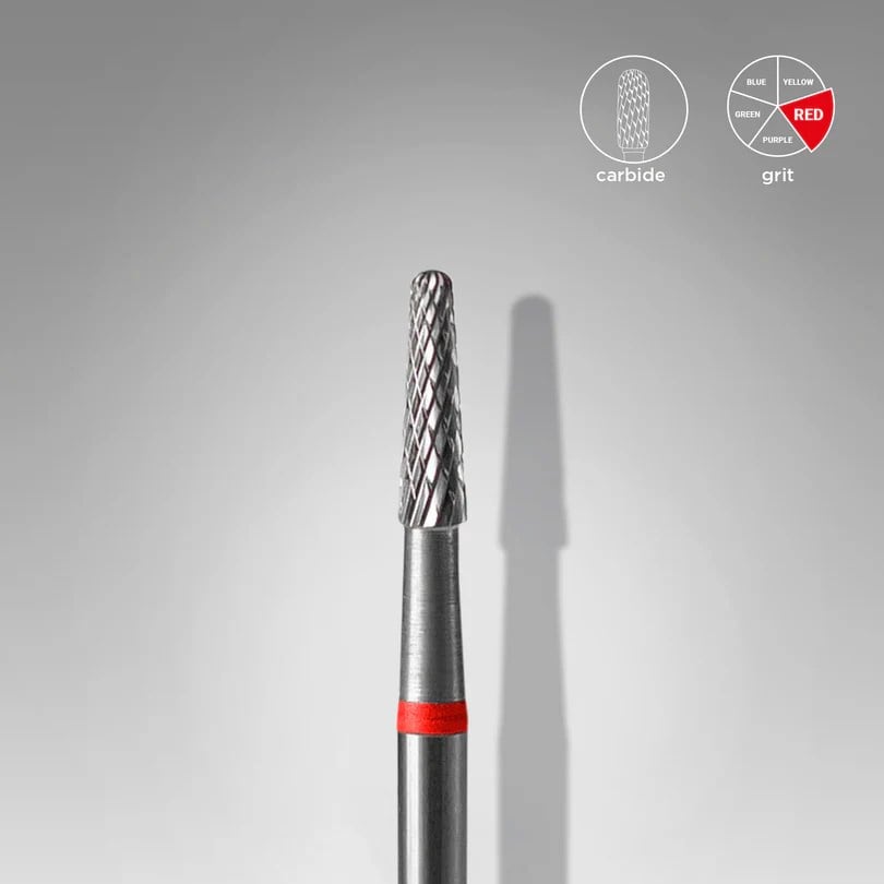Sert Alaşım Koni Freze, Kırmızı, Çap 2,3 mm / Çalışma Kısmı 8 mm