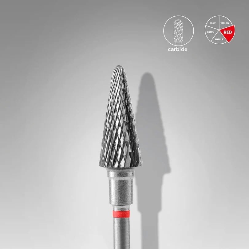 Sert Alaşım Koni Freze, Kırmızı, Çap 6 mm / Çalışma Kısmı 14 mm, Adet